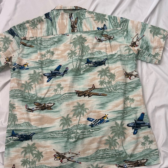 Hawaiian Shirt Vintage Aloha Republic Mens Airplanes Floral L Made In Hawaii - Picture 8 of 8